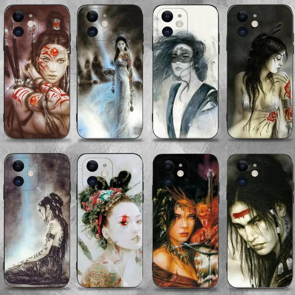 

Luis Royo Art Phone Case For iPhone 16,15,14,13,12,11 Plus,Pro Max,XS,X,XR,SE,Mini,8,7,Soft Silicone Black Cover