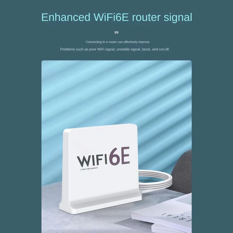 Portátil WiFi 6E Antena com Cabo, Antena Sem Fio Interior, Fundo Magnético, Placa de Rede, 2.4G, 5G, 6G