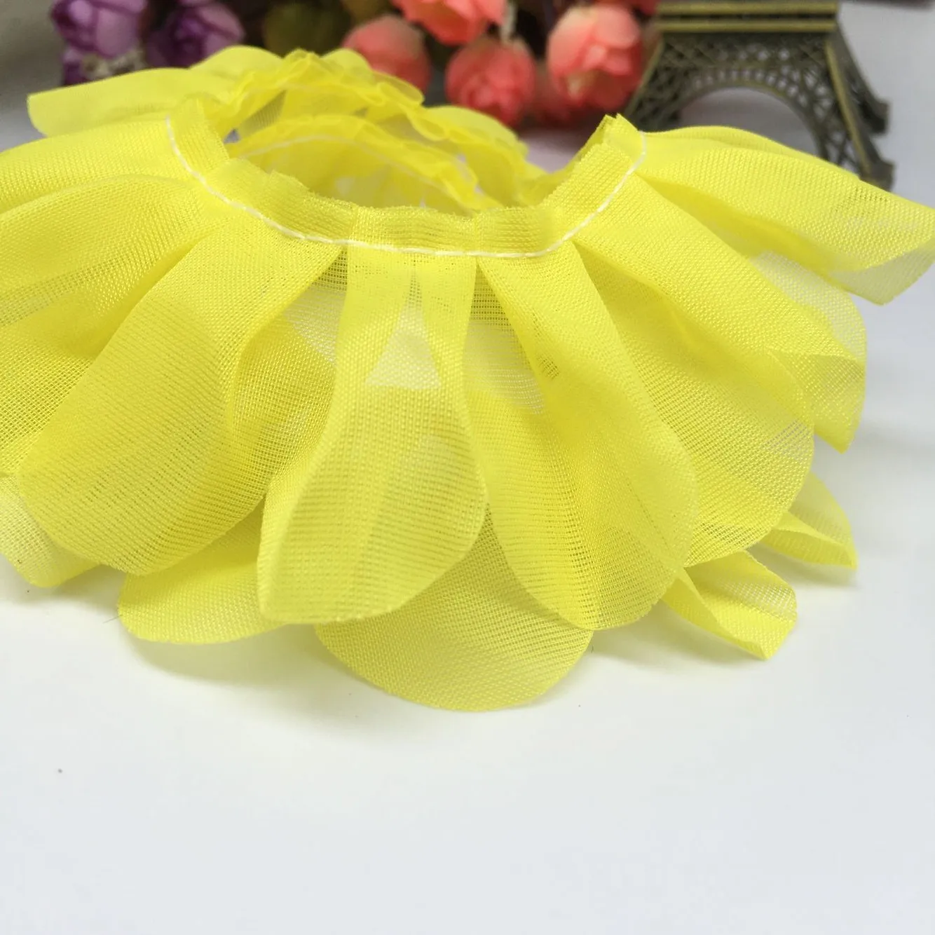 4.5CM Embossed Plain ChiffonToy Pleated Skirt Confused Baby Clothing Ornaments Discount Lace  5 Meters