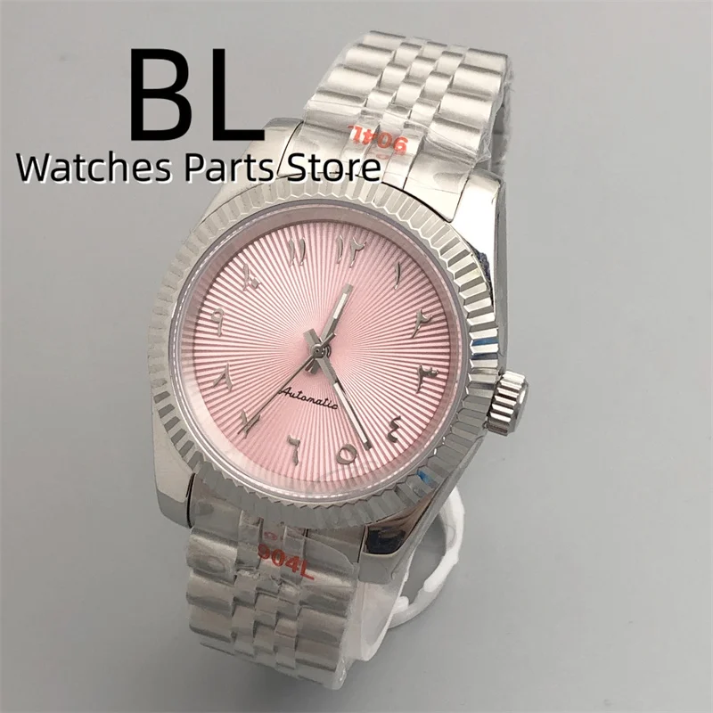 36mm 39mm ICE Blue Arabic Numerals Sunburst Watch Dial NH35 Automatic Watch For Men Black GreenPink Sapphire Glass Slide Buckle