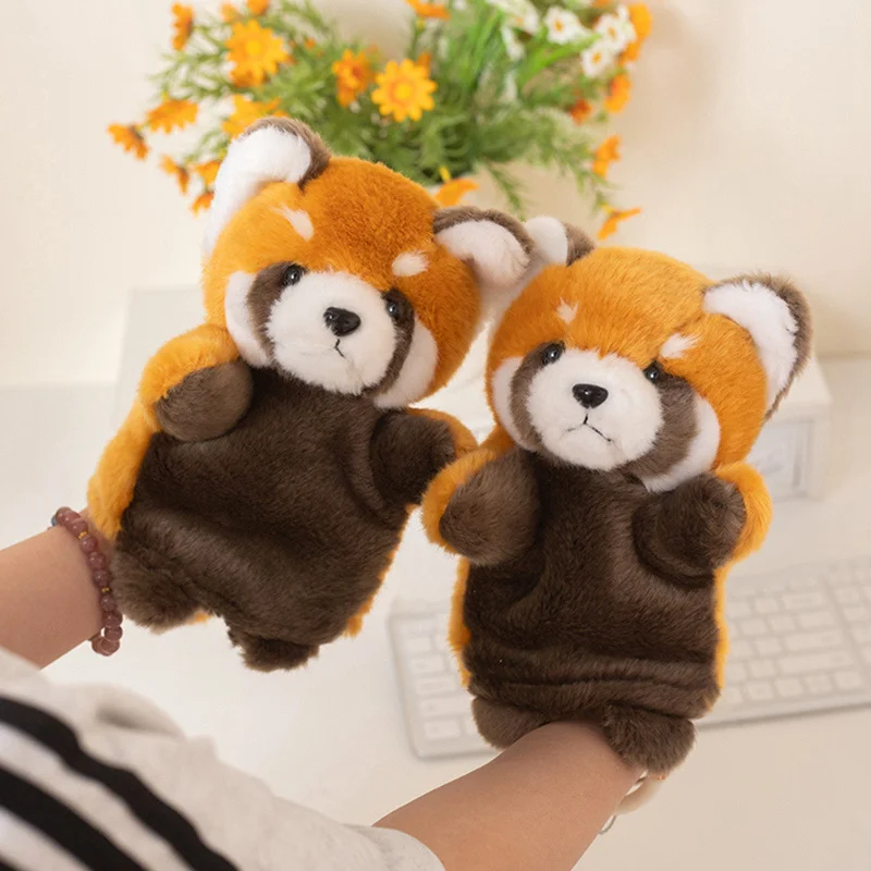 動物ハンドパペットアライグマ人形ぬいぐるみハンドドールパンダ早期教育学習玩具子供マリオネート人形物語を語るための