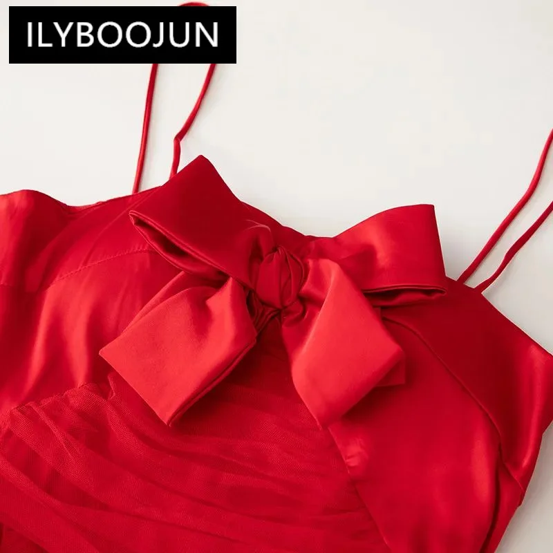 ILYBOOJUN-vestidos ajustados de cintura alta con volantes escalonados para mujer, vestido Sexy con tirantes finos, Espalda descubierta, diseño de moda, primavera y verano