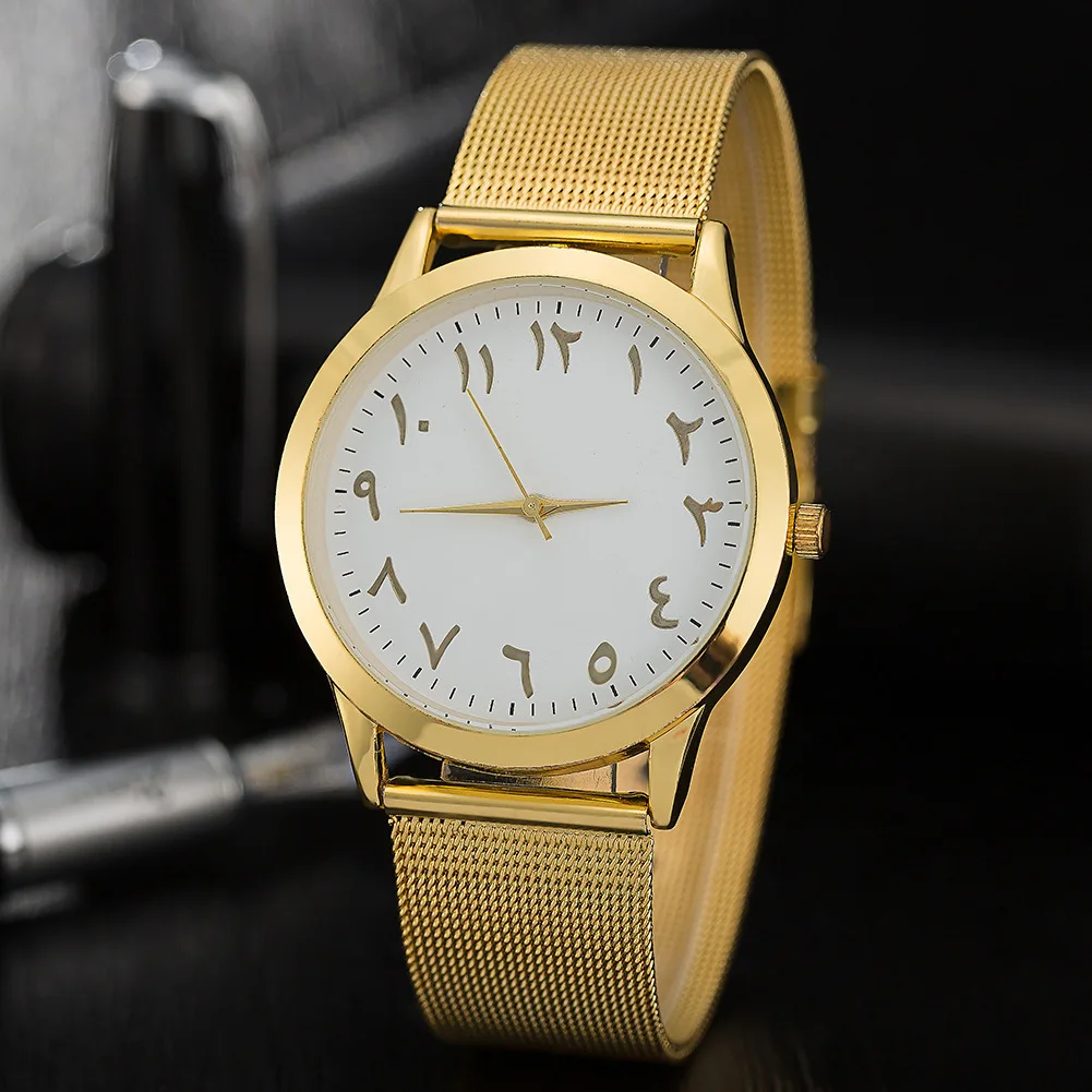 Montre à quartz avec affichage des chiffres fémintuels pour hommes et femmes, montres à cadran simple, horloge pour dames, montre-bracelet vintage, mode féminine