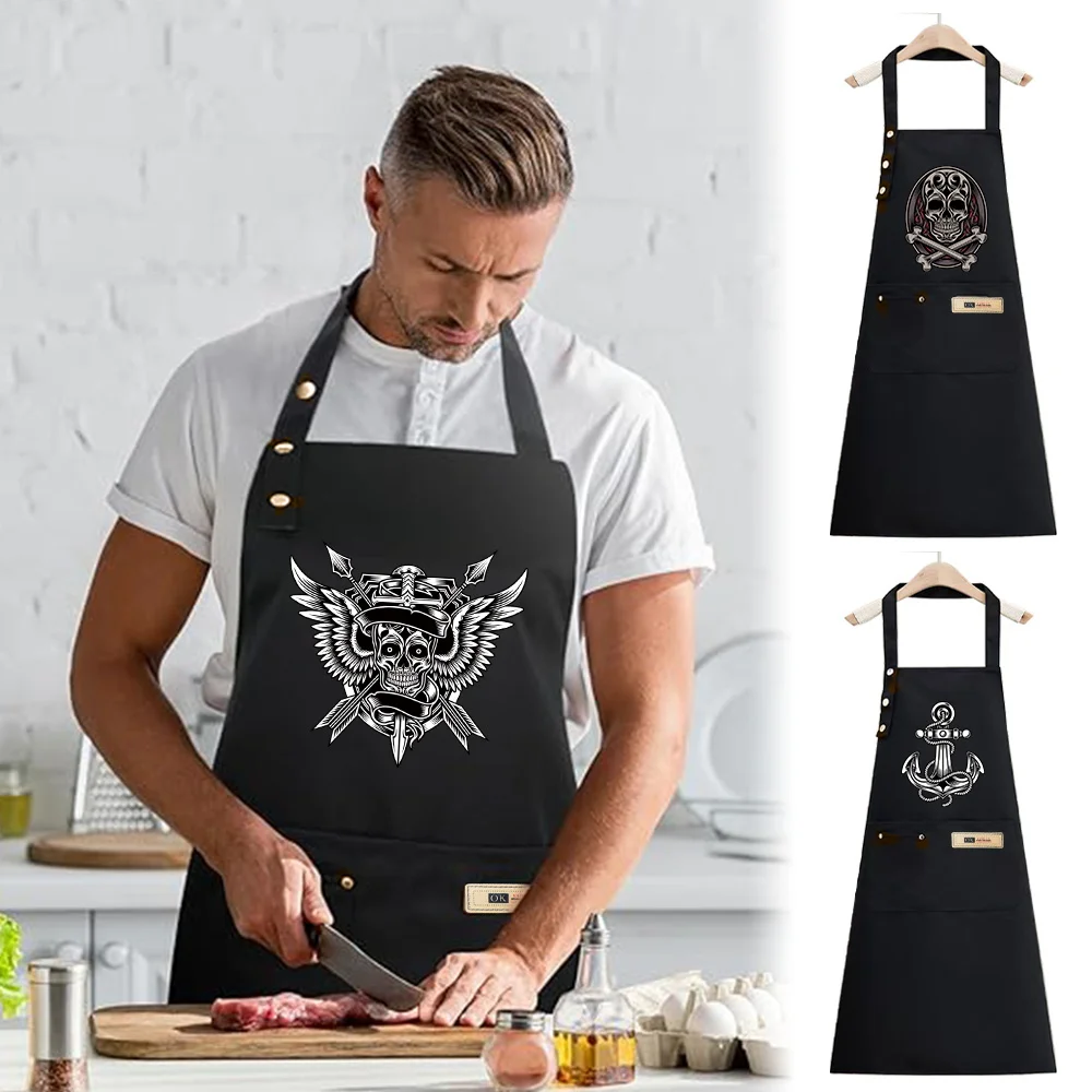 Premium Adjustable Apron Waterproof, Oil-Proof ,Multiple Pockets Skull Serise&Comfortable for All Cooking Enthusiasts