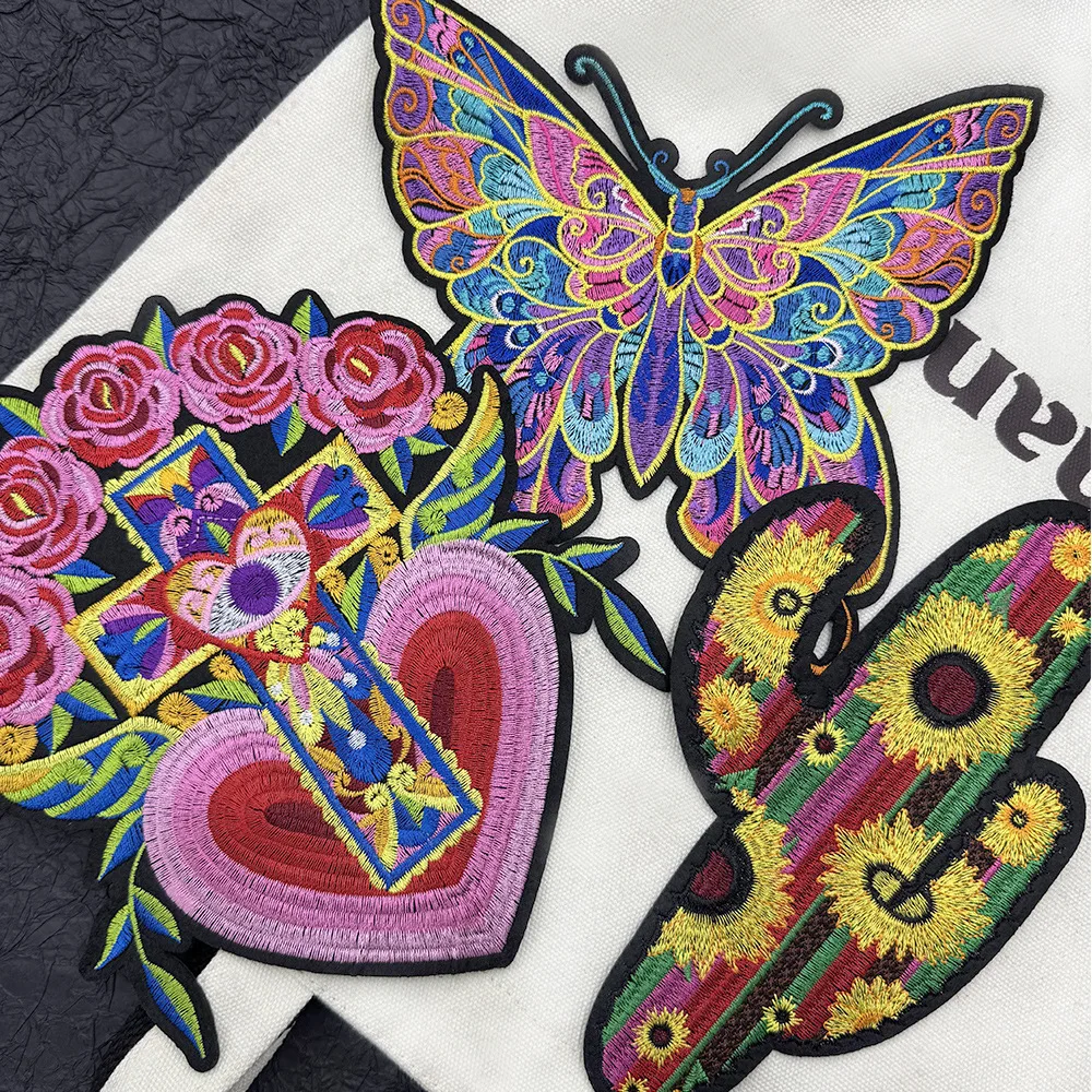 Embroidery X Pattern - Ethnic style embroidery patch butterfly heart