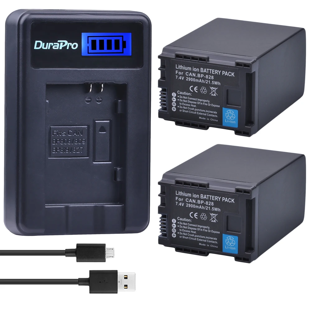 BP-828 Battery and Charger for Canon HF XA11, XA15, XA20, XA25