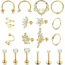 Drperfect 1Pc Stainless Earrings Piercing Jewelry Labret Tragus Stud Earring Cartilage Helix Earrings Hoop Piercing Jewelry