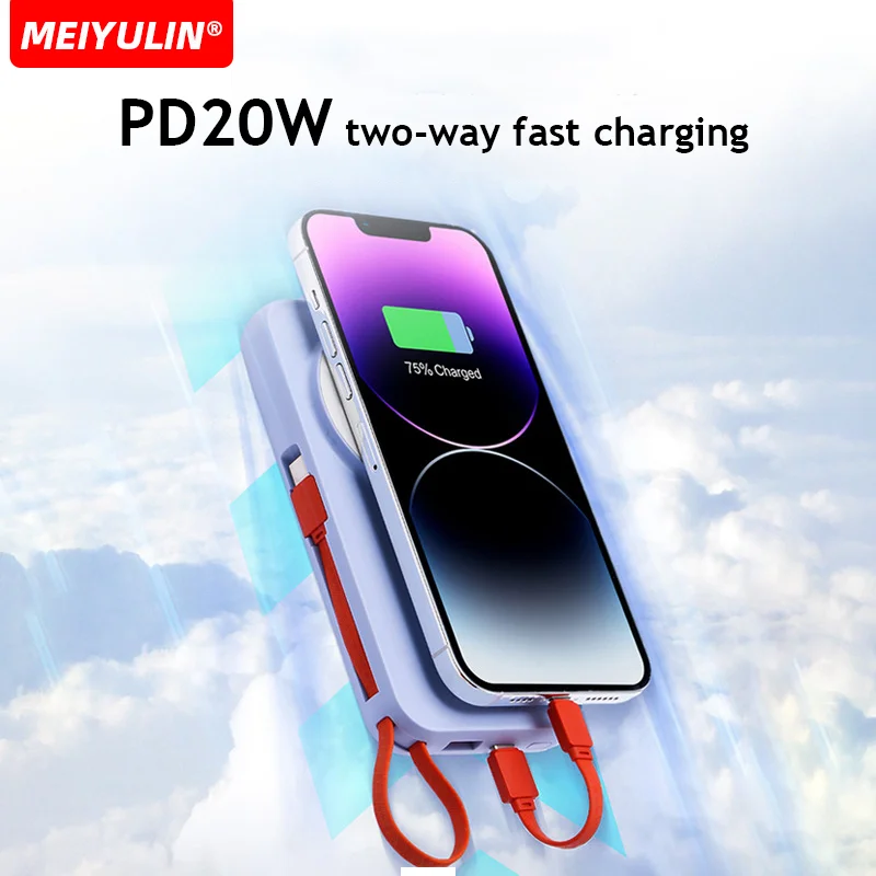 3in1 Wireless Power Bank Magnetic Fast Charger For iPhone Apple Watch External Spare Battery 10000mAh Powerbank With Cable