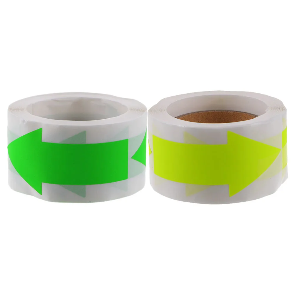 

2 Rolls Stickers Fluorescent Arrow Tags Label Direction Multifunction for Packaging Labels Household