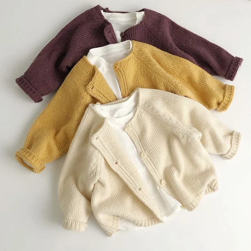 Lazy Solid Color Mohair Korean Solid Cardigan Men's and Women's Treasure Children's Sweater Japanese Jacket Knitted Cardigan