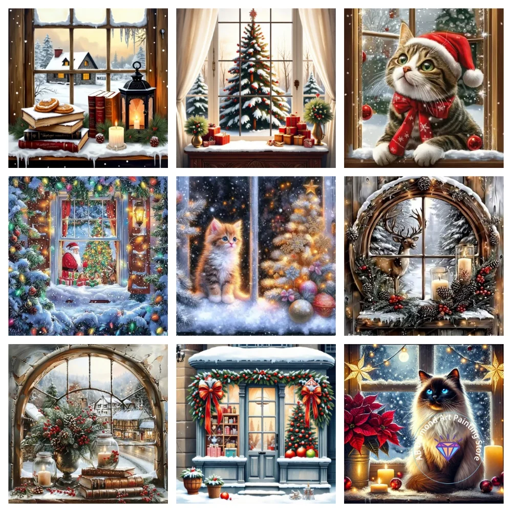 

Christmas Tree Showcase Scene AB Diamond Painting Kit Square Round Diamond 5D DIY Mosaic Handmade Art Adult Gift Home Decoration