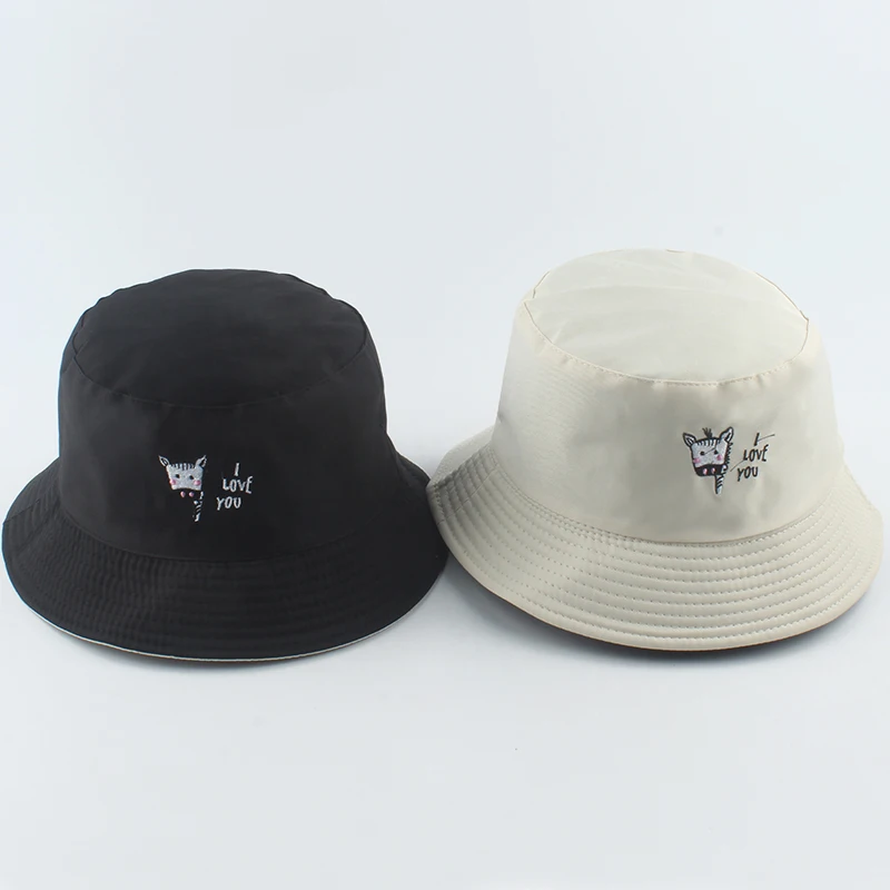 2022 New Fashion Summer Bucket Hat For Women Men Bob Animal Zebra Dog Embroidered Fishing Cap