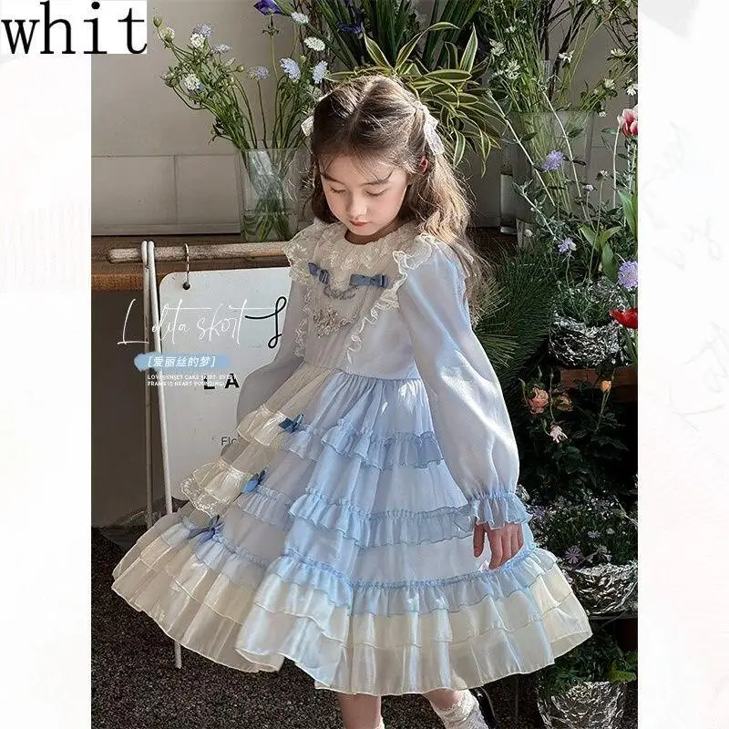 

Платье Лолиты для девочек, весенне-осеннее новое стильное платье принцессы Kawaii, популярный подарок на день рождения для ребенка, кавайная пышная юбка, мягкая и удобная