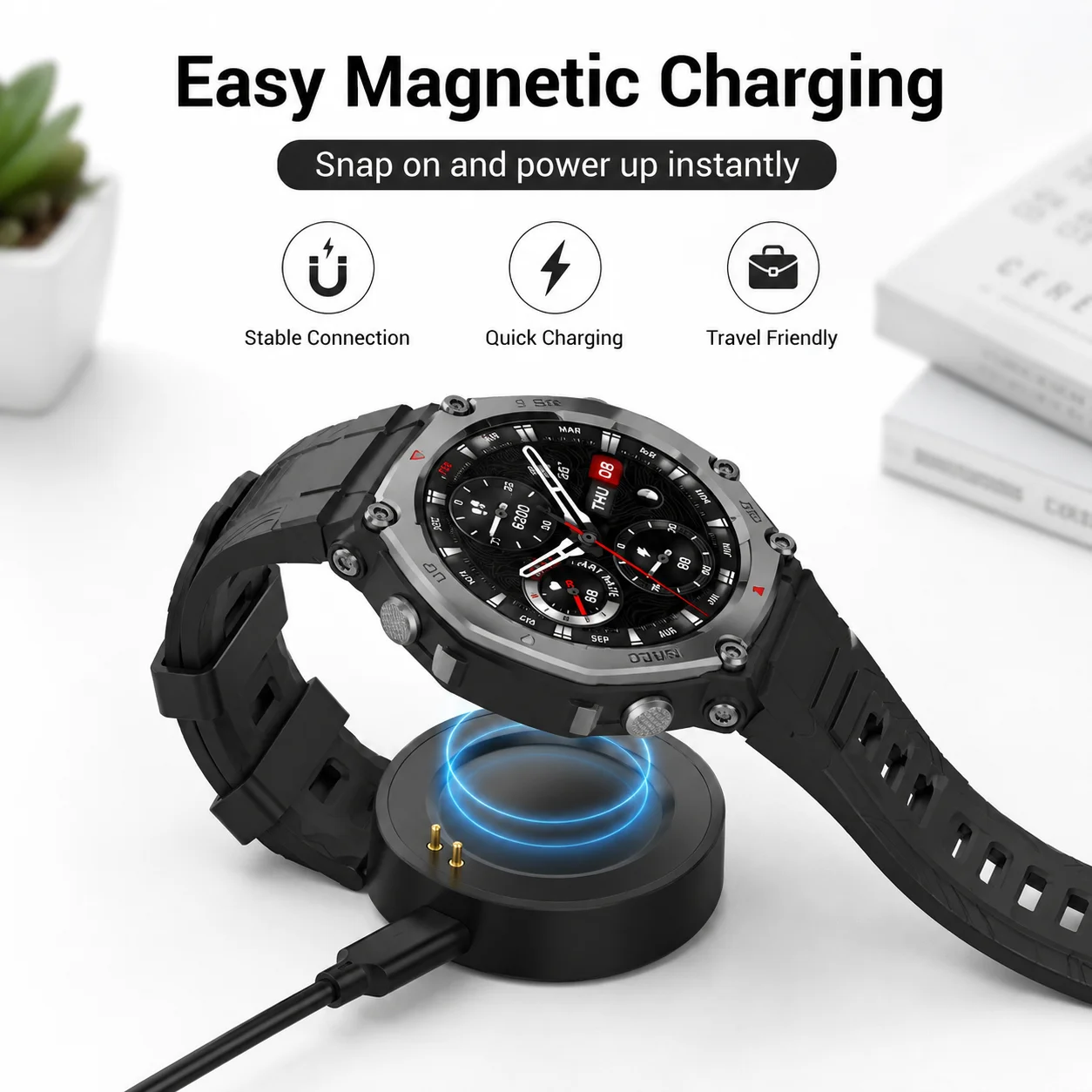 Magnetic Charger Adapter for Amazfit T-Rex 3 A2322 Balance A2286 Smart Watch Charging Dock Connector 5V 1A