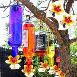 DIY Hummingbird Feeder Kits Flower Shape Feeding Port Turn Recycled Bottles Into Water Bird Feeder for Outdoor Patio Garden Yard
