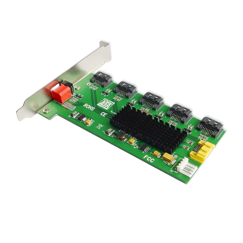 Raid Controller 1 to 5 Port SATA 2.0 RAID Card Support SATA HDD RAID 0/1/5/10 SATA Port Multiplier Bracket Mount Easy Dip Switch