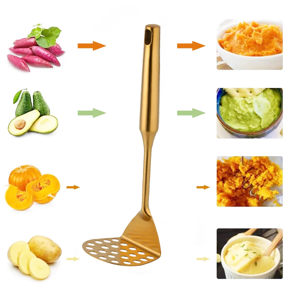 New Durable Stainless Steel Masher Pressed Potato Masher Crusher kitchen gadgets metal Rice Pusher Puree Maker cooking tools