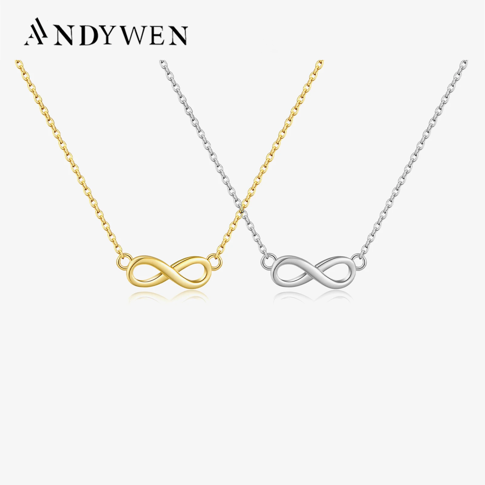 ANDYWEN 925 Sterling Silver Gold Friendship Charm Pendant Chain Bracelet Necklace Jewelry 2021 Women Wedding Jewelry Gift