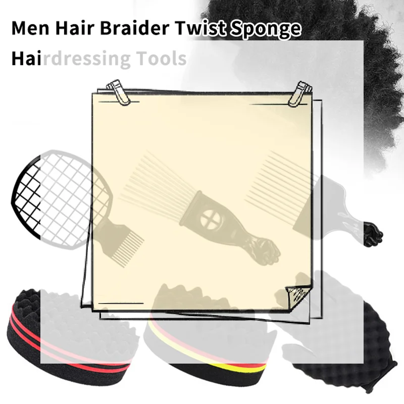 Guantes de esponja para trenzar el cabello para hombres, peine de horquilla para peinar el cabello africano, espuma para rizos, herramientas de peluquería para salón.