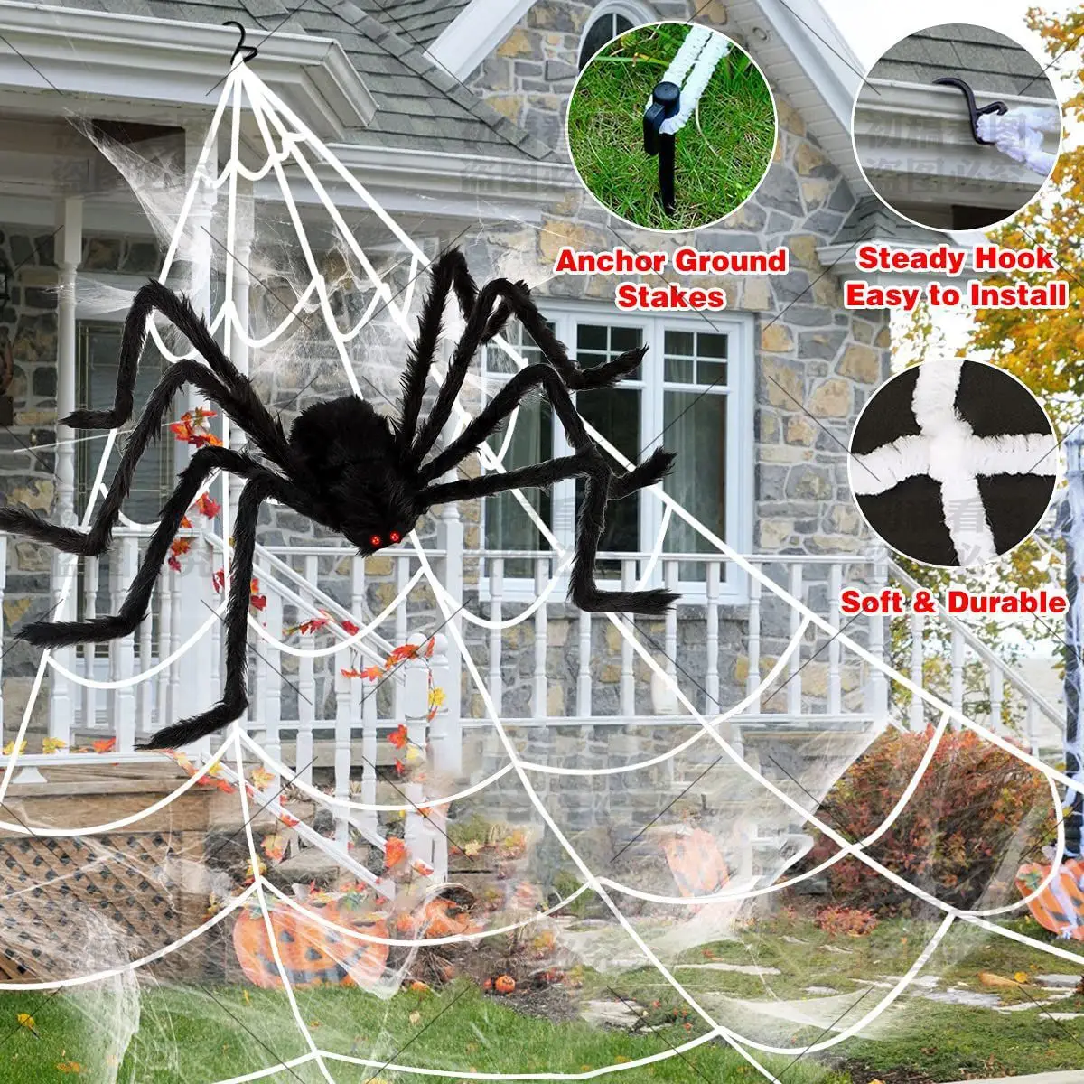 

For Halloween decorations, party supplies, home large spider decorations, bars, haunted houses, ornaments, festivals and more