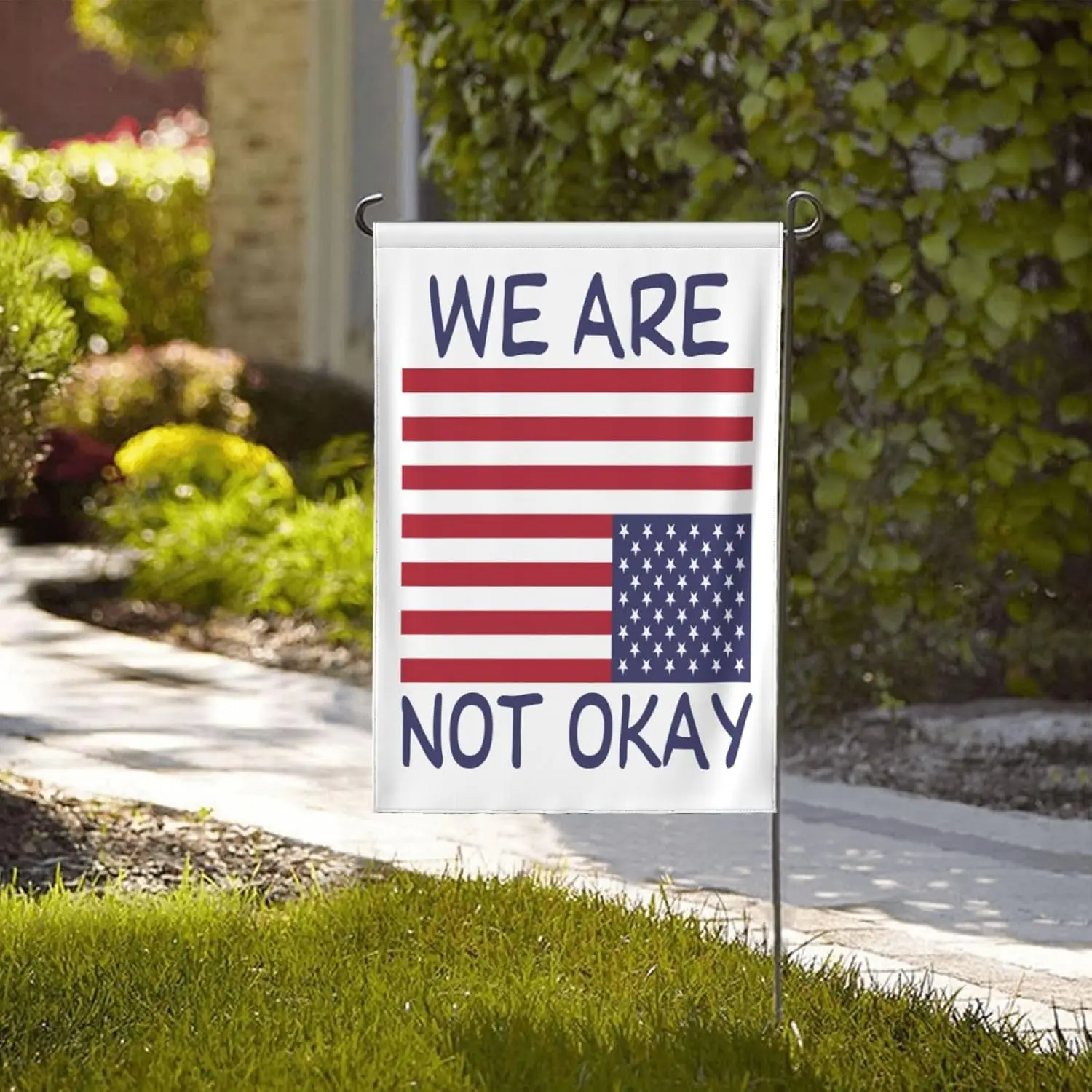 12X18 Double Sided, We Are Not Ok Garden Flag USA Flag Upside Down American Okay Yard Sign Decorations for Home Outdoor Gard LLX
