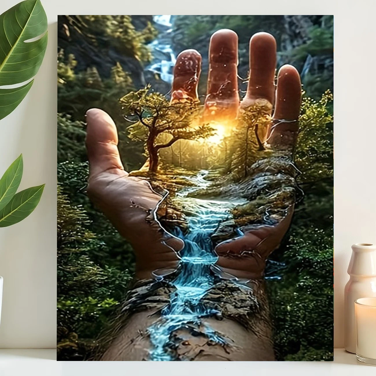 AZQSD New Diamond Painting 2026 Waterfall Landscape Handicrafts Full Square Round Drill Mosaic Hand Sunset HOme Decor
