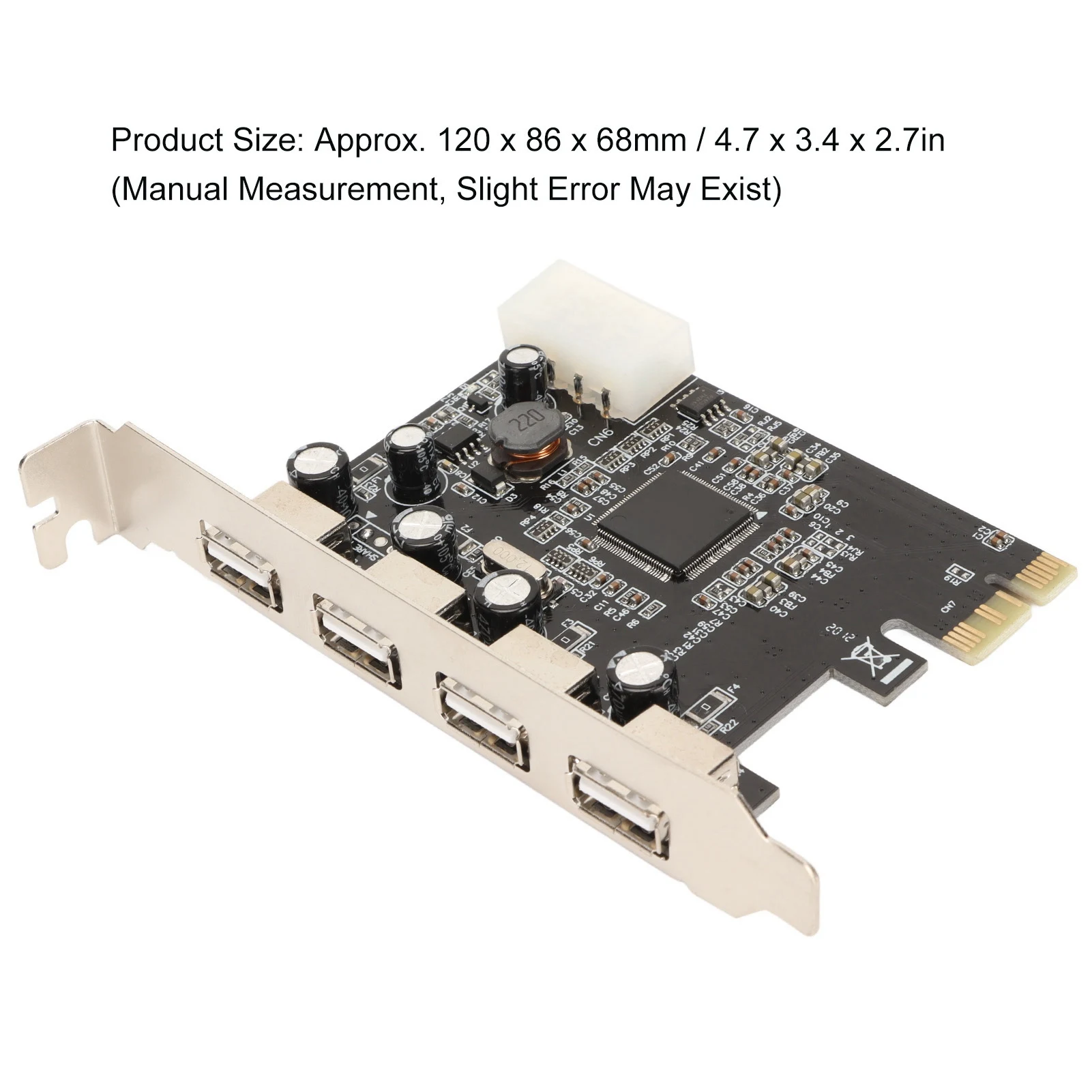 PCIe to USB2.0 Expansion Card 4 Ports 4 Pin Power 480Mb/s Easy Installation USB 2.0 Expansion Card for Desktop Chassis