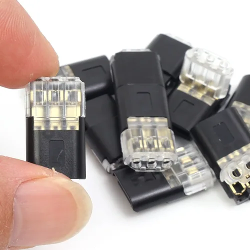 Imagen 2 del producto 50 ~ 1 Uds LED soldadura libre y pelado Terminal de cableado D3 conector rápido tipo enchufable con tres cables para inserción mutua