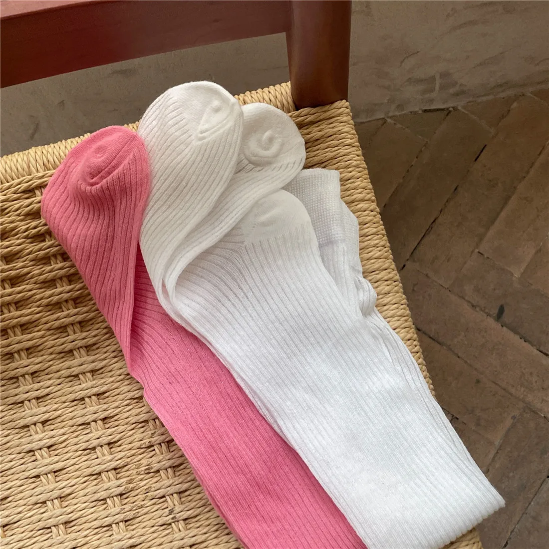 1/5 pares primavera verão feminino respirável algodão empilhados meias moda estilo coreano listrado vertical meias longas de alta qualidade