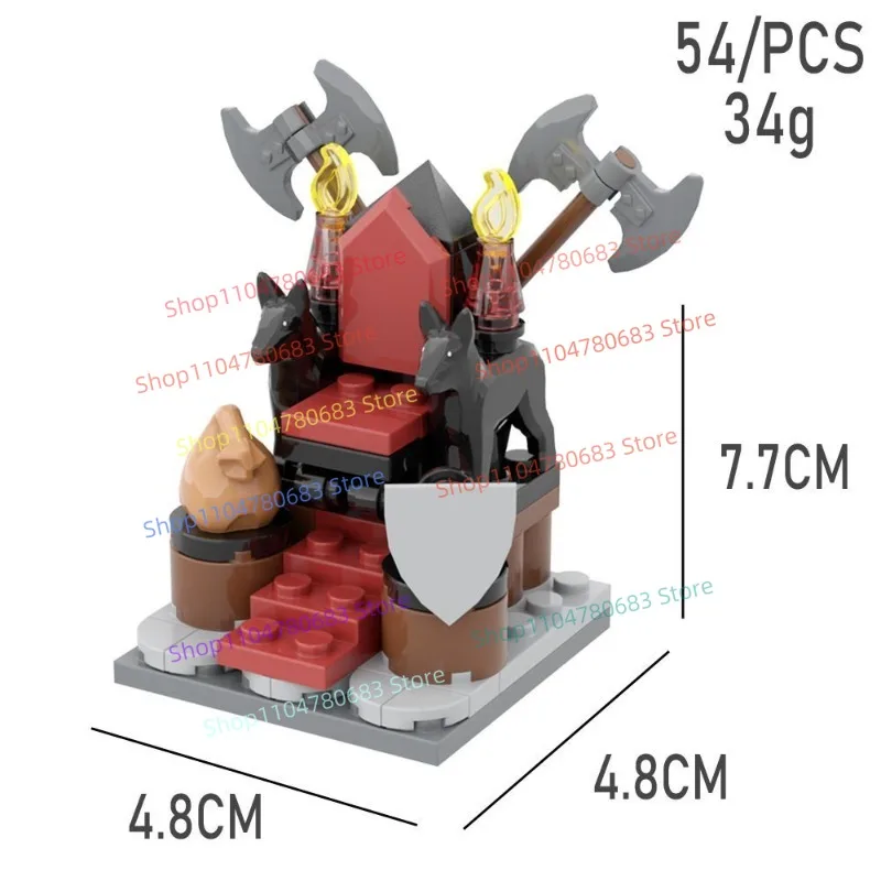 MOC 블록 중세 왕좌 장면 조립 모델 디스플레이 피규어 애니메이션 캐릭터 장식용 장난감 선물 수집품