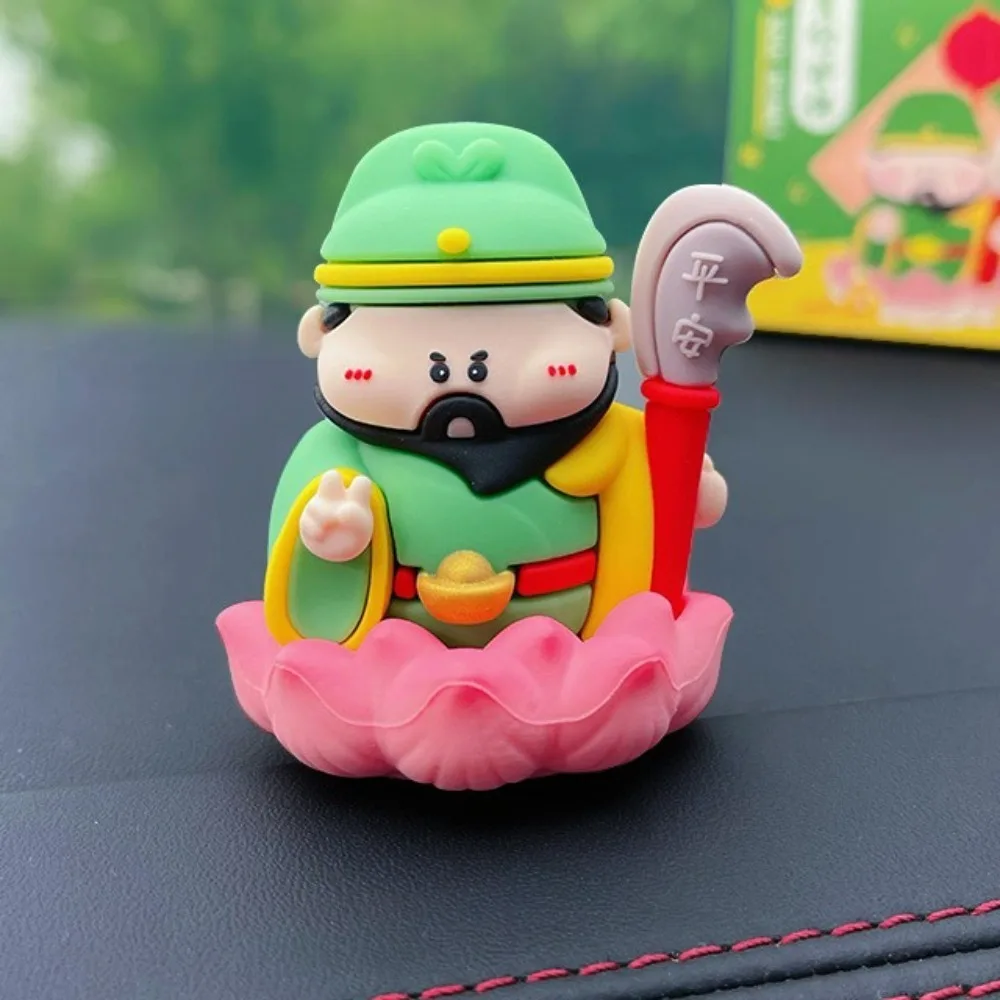 Cartoon God of Wealth Car Ornaments Figure Model Little God of Wealth Desktop Decoration Christmas Gifts Lotus Lucky Doll Toy