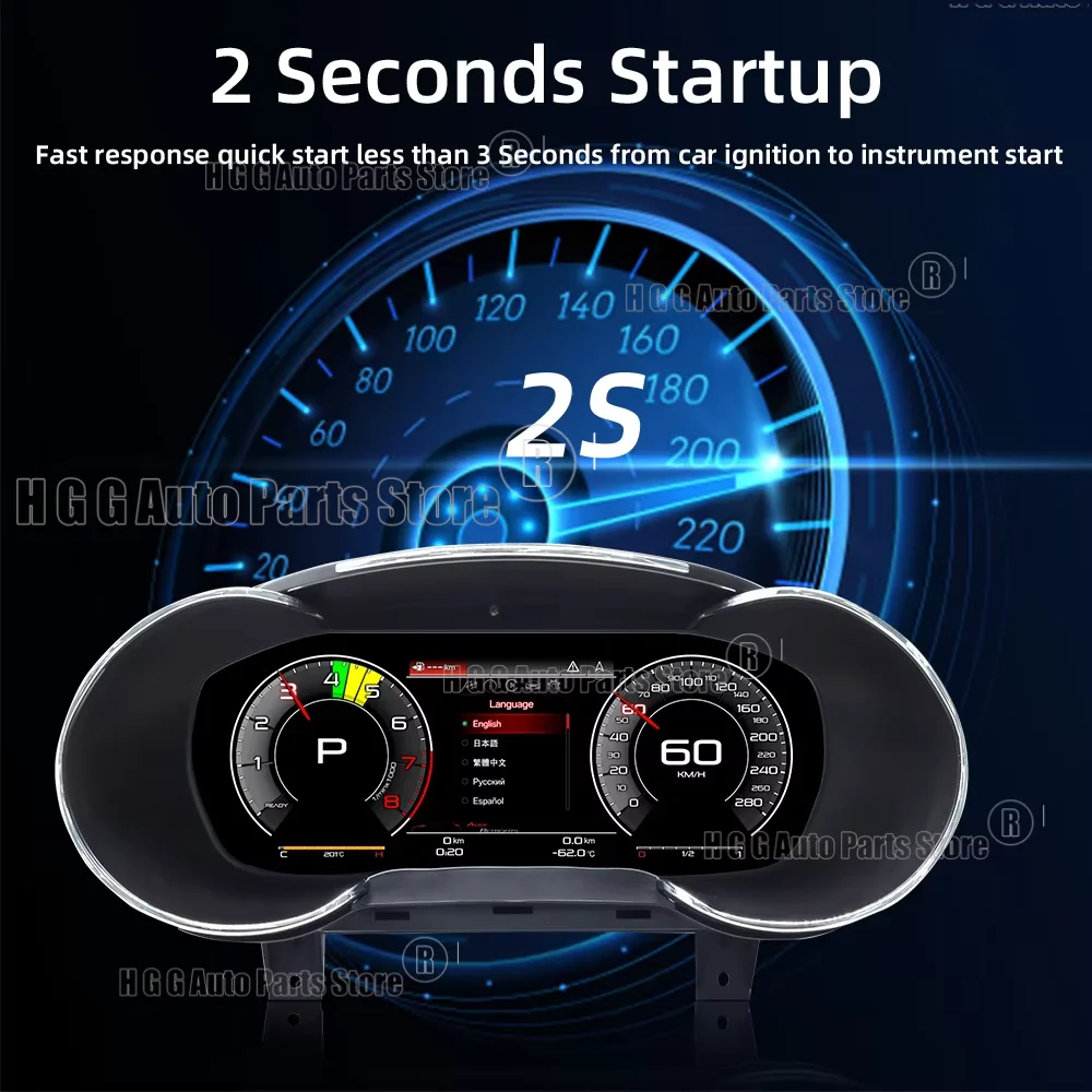 jo Car Digital Cluster Instrument CockPit For Audi A3/S3/RS3 2012-2020 LCD Center Virtual Speedmeters Dashboard Player Linux view 3
