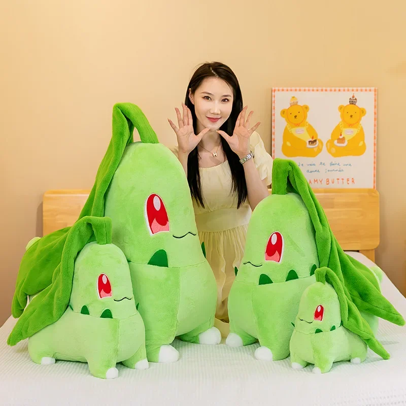 

Плюшевая игрушка-кукла Pokemon Pet Chikorita, подушка для сна, милая детская подушка для сна, плюшевые листья растений, кукла-покемон, подарки