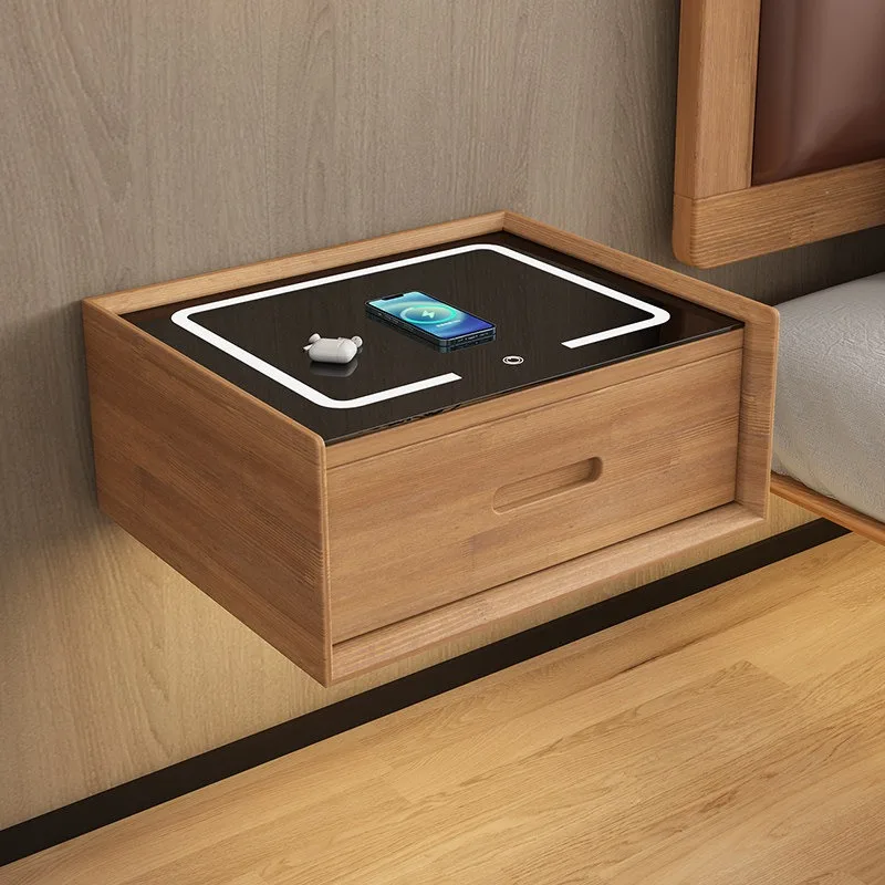 Suspended bedside table Smart simple modern solid wood simple small home shelf Bedroom Internet celebrity bedside table