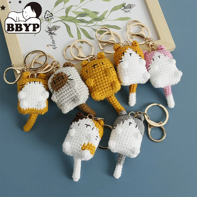 

Handmaking Crochet Keychains For Gifts Cute Cat Doll Keyrings Pendant Accessories Knitting Cartoon Small Cat Keychains Gift