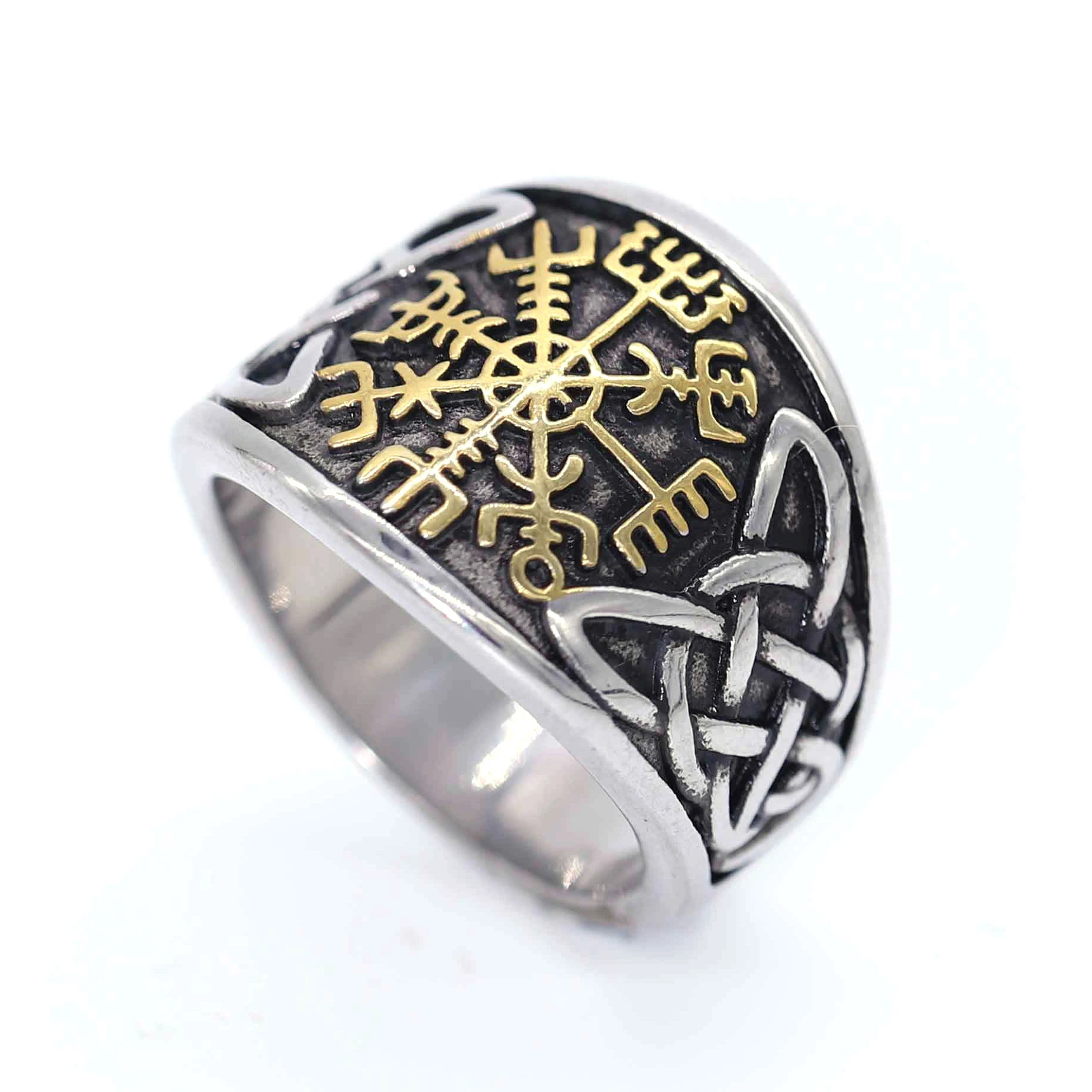 

Hip Hop Vintage Ring Jewelry Pirate Compass Rune Totem Stainless Steel Ring Men