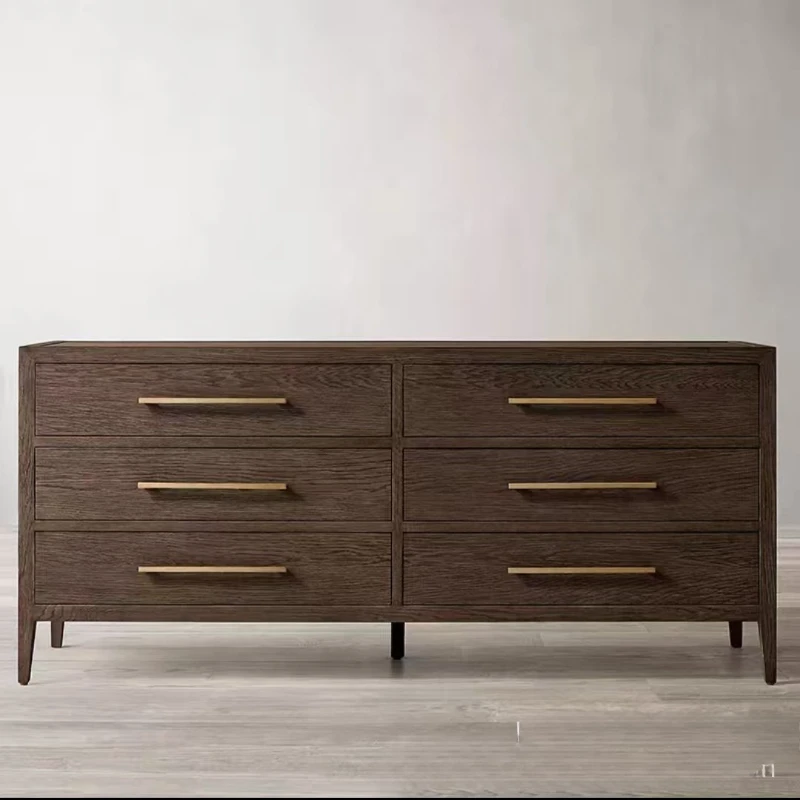American retro old solid wood six-chest cabinet French oak porch bedroom storage with siding cabinet storage display cabinet