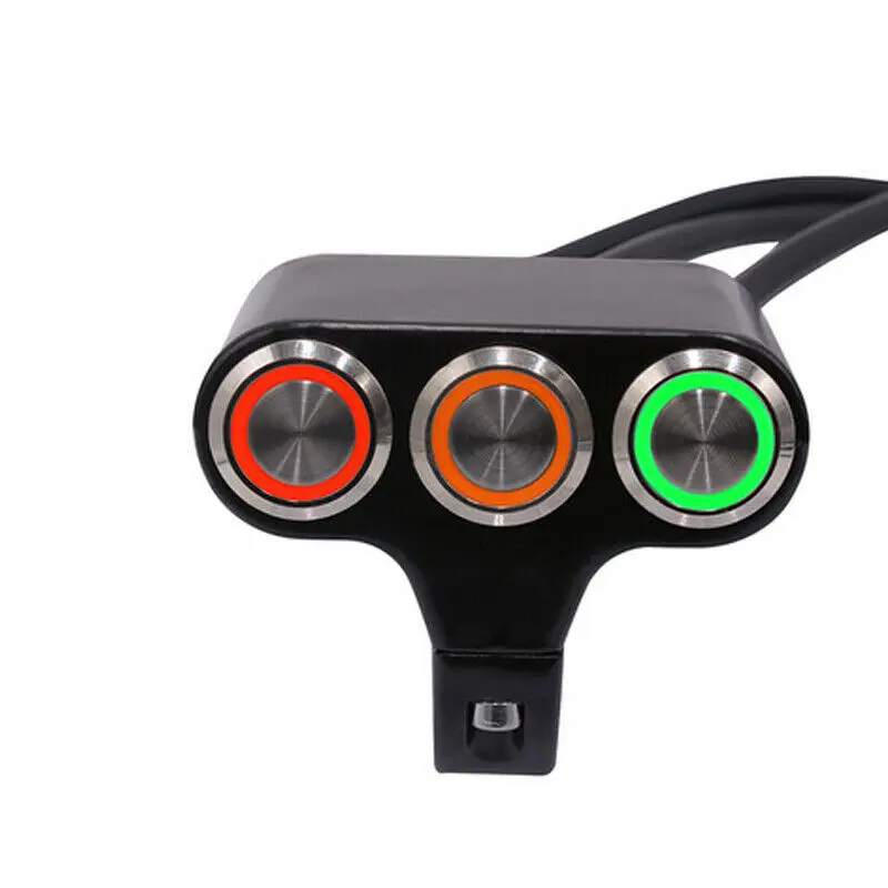 Motorcycle ATV Switch Brake Fog Light 22mm Handlebar Mount Headlight 3 Buttons