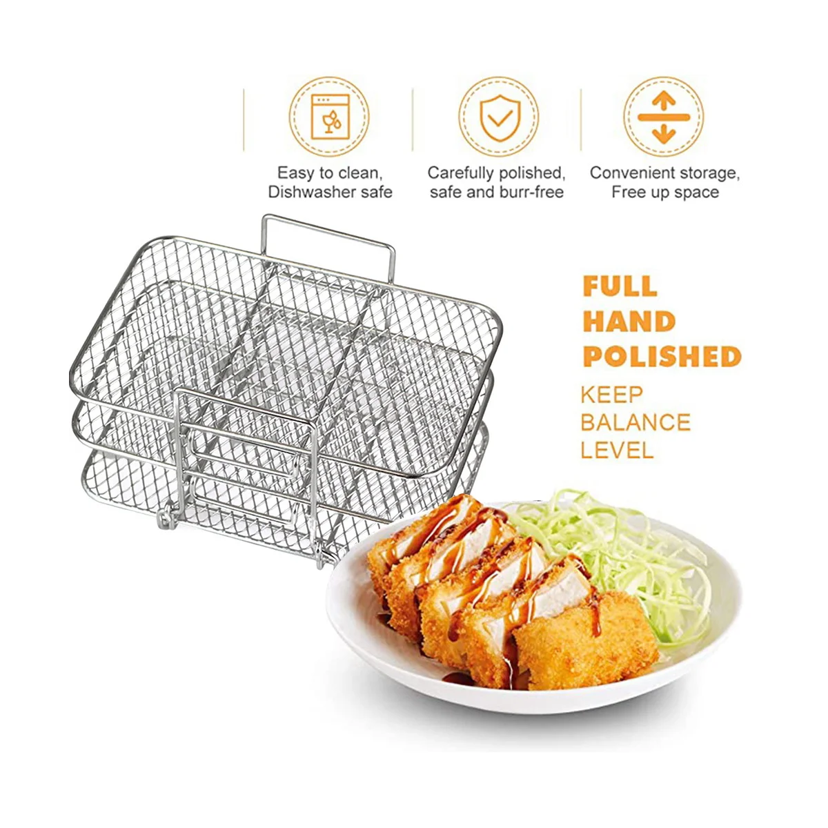 Air Fryer Rack for Ninja Dual Air Fryer 304 Stainless Steel Multi-Layer Dehydrator Rack Toast Rack Air Fryer AccessoriesN02R