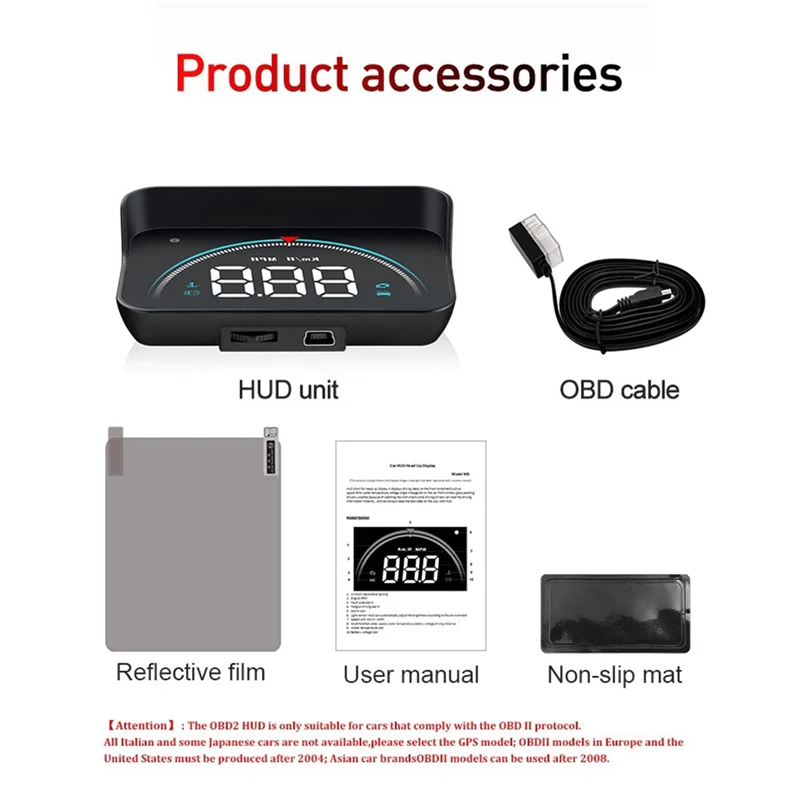 

M8 HUD Head-Up Display OBD Car Display Speedometer Universal Durable Easy Install