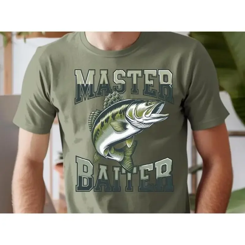 Master Baiter Retro T Shirt Fishing For Men Funny Fisher Husband Bass Lovers Dad S