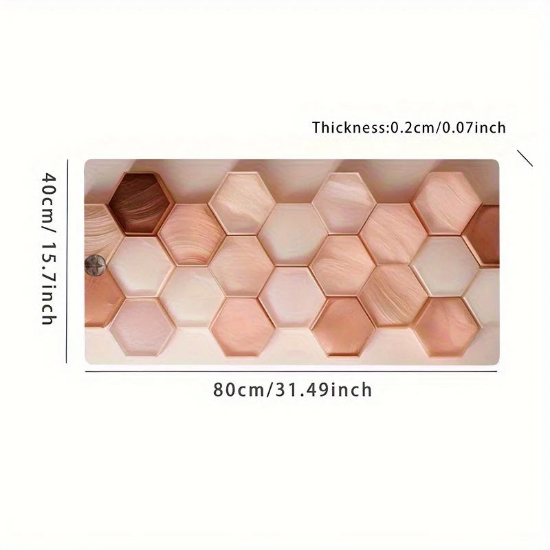 Rose Golden Hexagonal Desk Mat - Large XL Mouse Pad Featuring a Non-Slip Rubber Base, Stitched Edges, And a Smooth Surface for Keyboard And Mouse, Perfect for