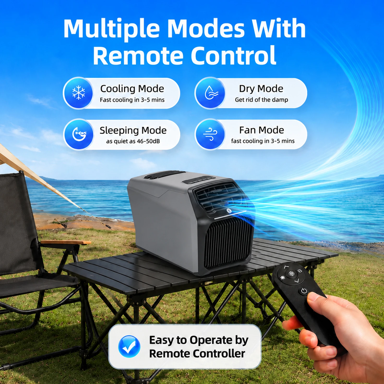 6800BTU Portable Air Conditioner with Cooling & Heating for Camping Tent RV Outdoor Portable AC Unit