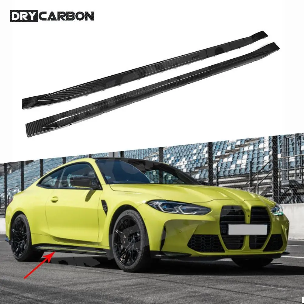 

Dry Carbon Fiber Side Skirts Rocker Panel Lip Splitter Car Accessories for BMW G82 G83 M4 Coupe 2021+ FRP Black Body Kits