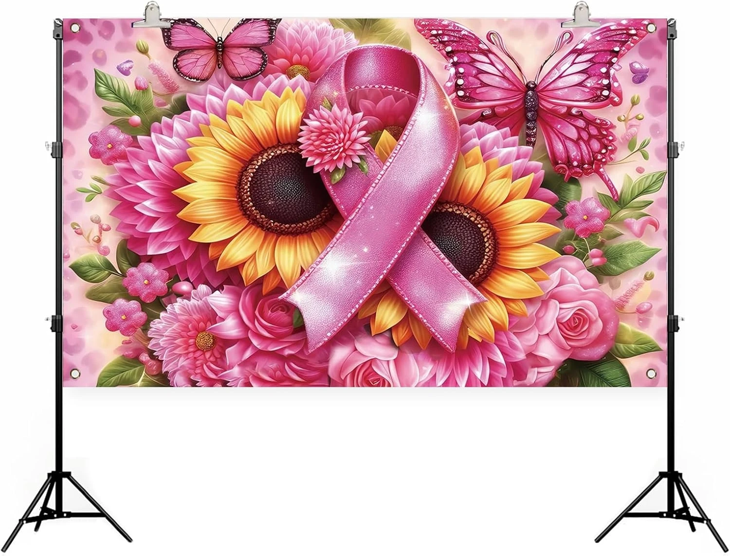 존슨 유방암 해바라기 나비 배경 고품질 컴퓨터 인쇄 웨딩 사진 스튜디오 배경