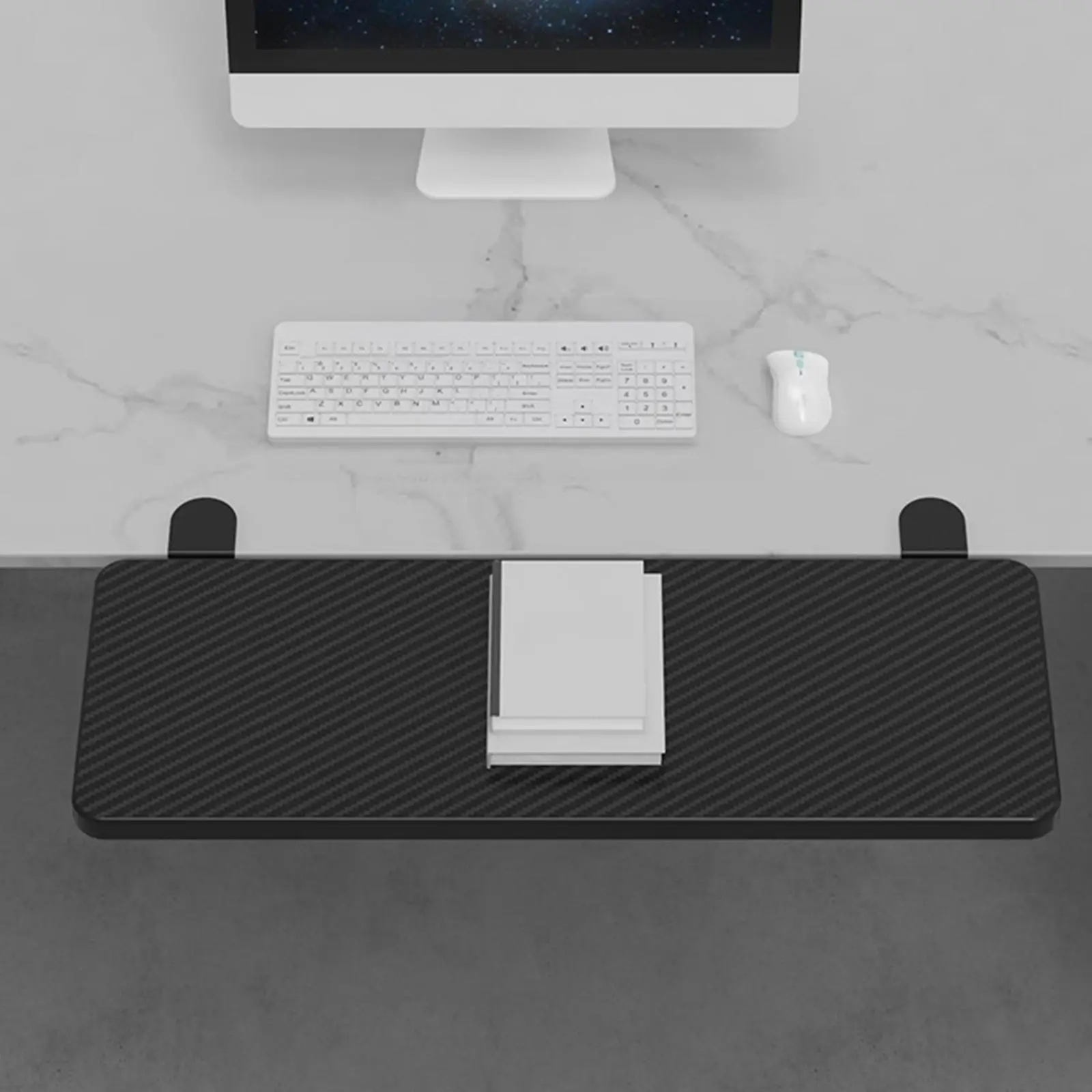 Wood Desk Extension Board Clamp on Armrest Shelf Tilting Keyboard Tray for Typing Mouse Support Comfort