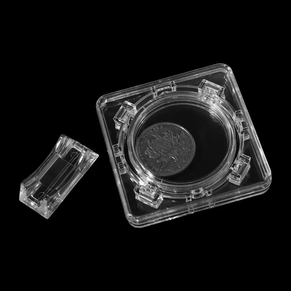 Durable Rotatable Coin Display Case 3D Portable Coin Container Box Rotating Bracket Floating Coin Protector Sleeves Collectors