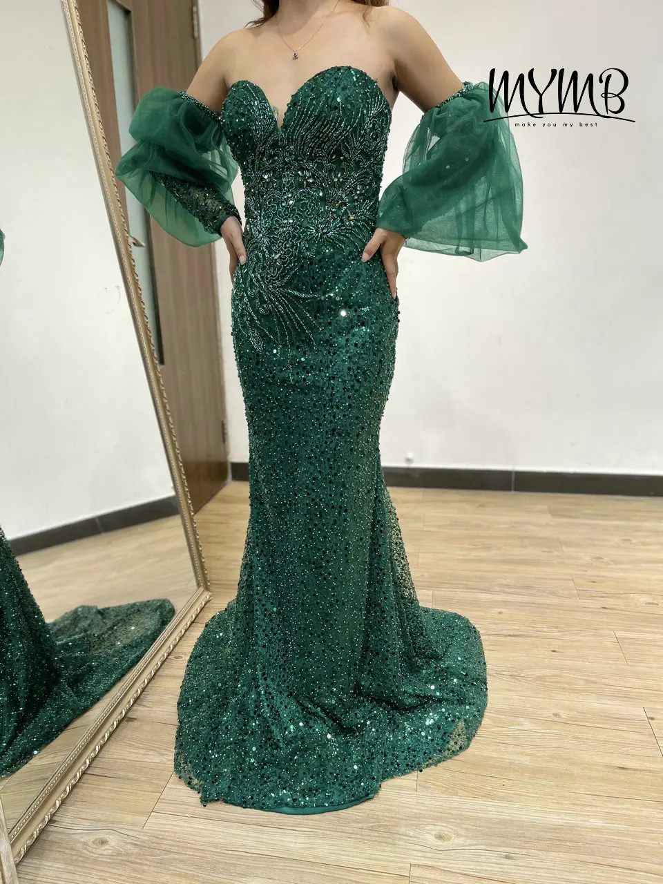 Nova chegada sem alças beading inchado manga dubai festa de casamento vestido de noite vestido de luxo cabido feminino ocasião usar my31157