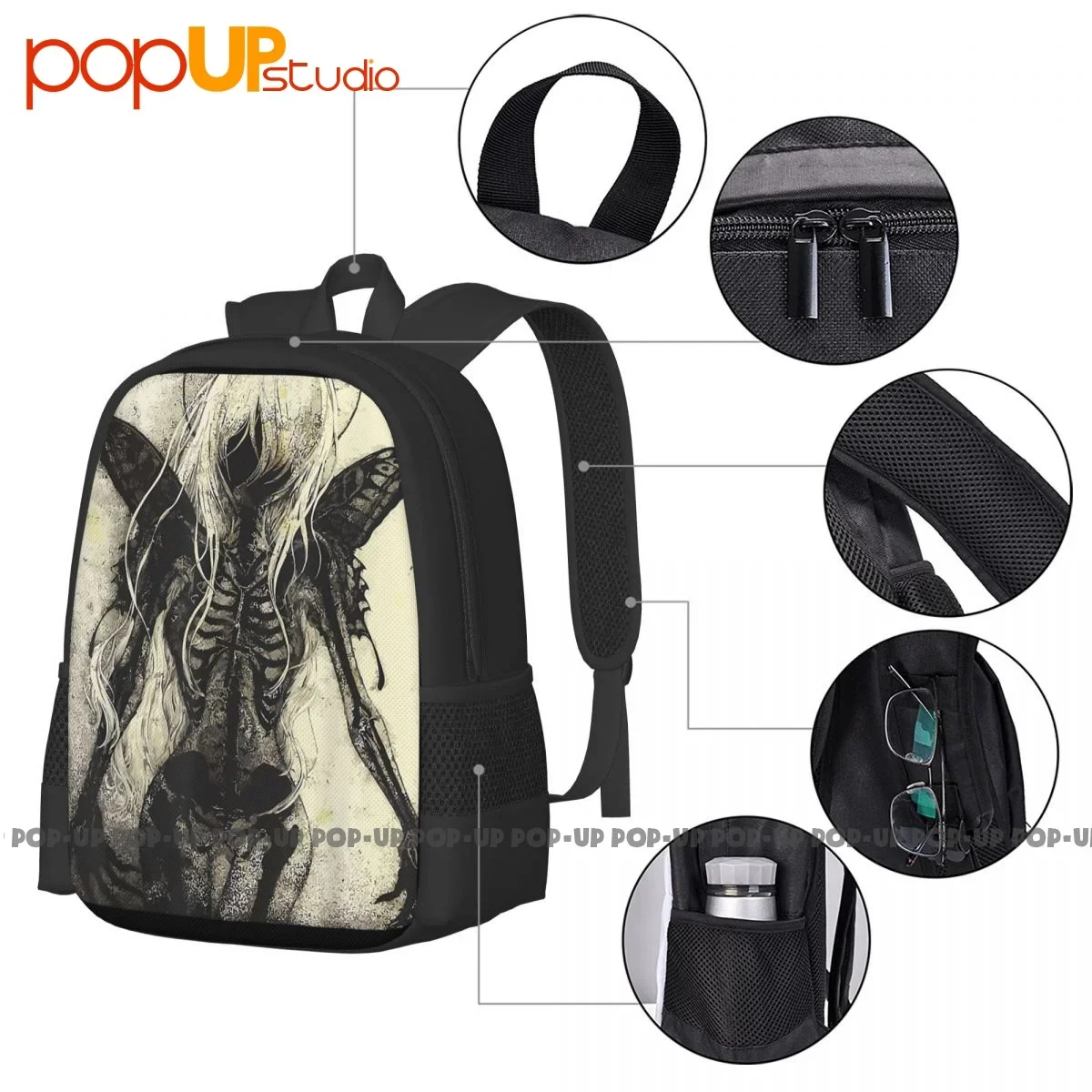 Dark Art Grunge Goth Occult Gothic Aesthetic Girl Horror Backpack Large Capacity Travel 3d Printing