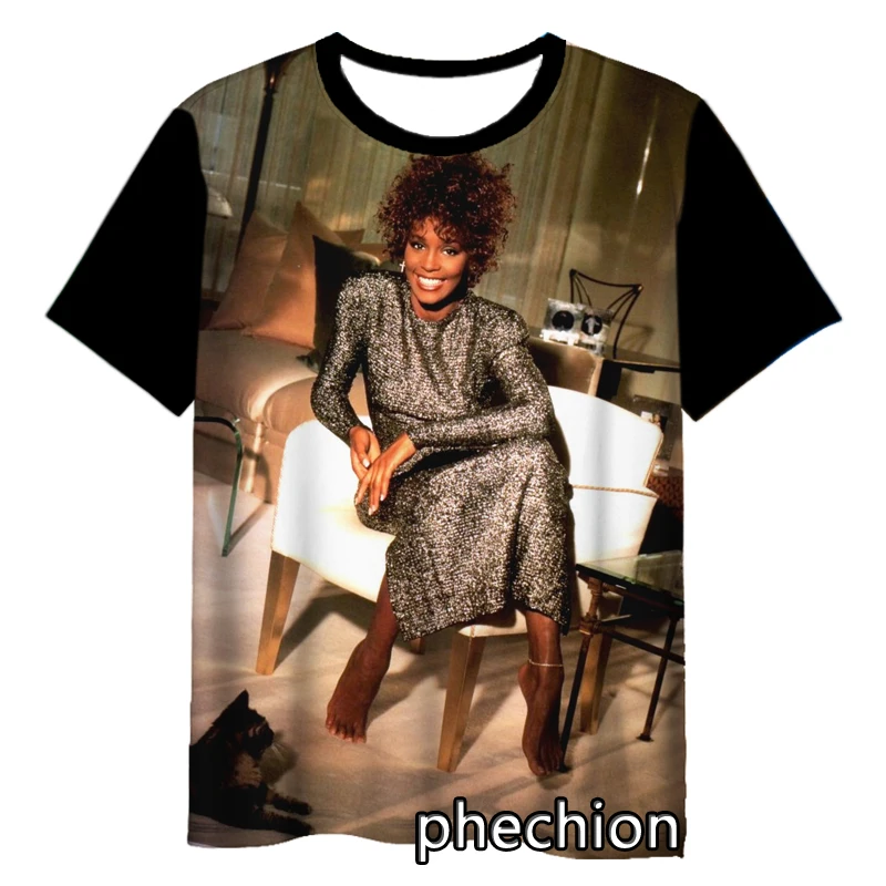 phechion New Fashion Men/Women Whitney Houston 3D Print Short Sleeve T-Shirt Casual Hip Hop Summer T Shirt Tops S258